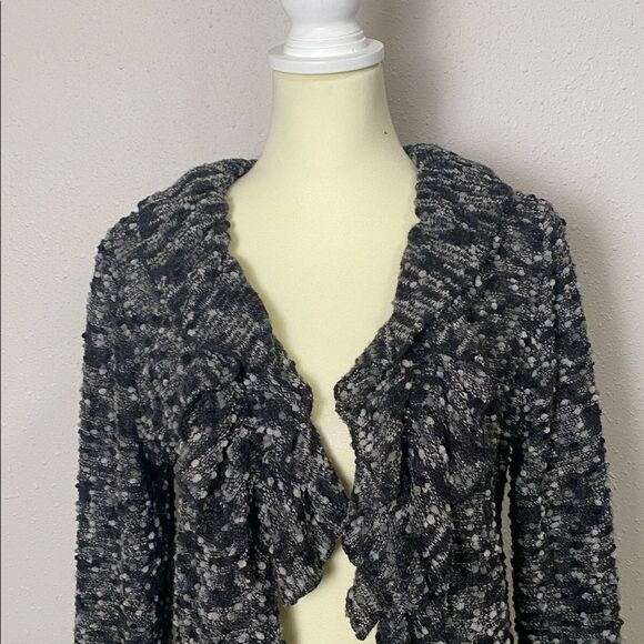 Conrad C Collection Wool Blend Chunky Knit Ruffle Collar Cardigan Women's Size M - Picture 5 of 14